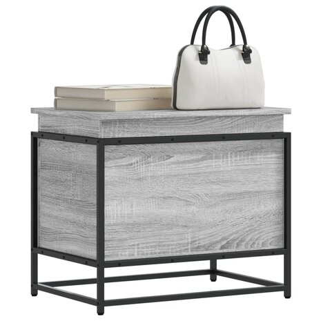 Opbergbox met deksel 60x40x51,5 cm bewerkt hout grijs sonoma 1