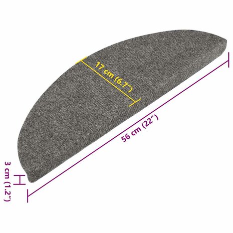 Trapmatten zelfklevend 15 st 56x17x3 cm grijs 8