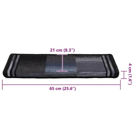 Trapmatten zelfklevend 5 st 65x21x4 cm zwart en grijs 8