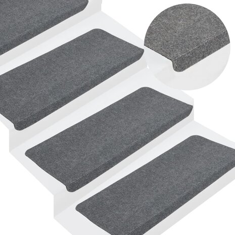 Trapmatten zelfklevend 15 st 65x24,5x3,5 cm grijs 1