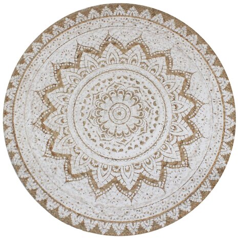 Tapijt met print rond 90 cm gevlochten jute 1