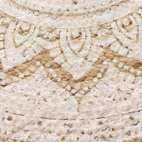 Tapijt met print rond 90 cm gevlochten jute 4