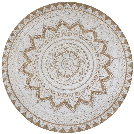 Tapijt met print rond 150 cm gevlochten jute 1
