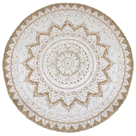 Tapijt met print rond 240 cm gevlochten jute 1