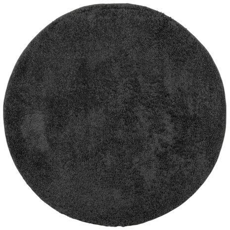 Vloerkleed PAMPLONA shaggy hoogpolig modern Ø 80 cm antraciet 2