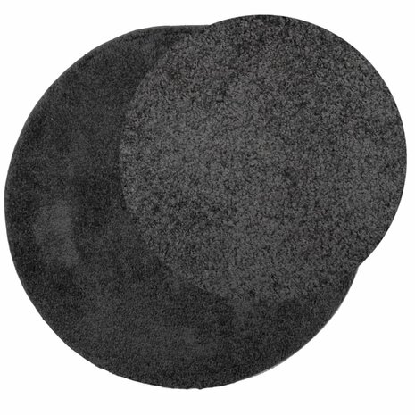 Vloerkleed PAMPLONA shaggy hoogpolig modern Ø 80 cm antraciet 3