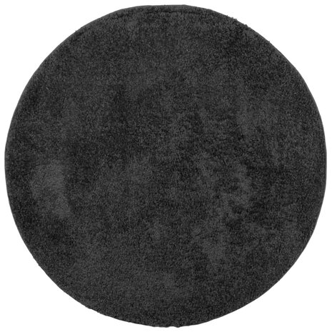 Vloerkleed PAMPLONA shaggy hoogpolig modern Ø 120 cm antraciet 2