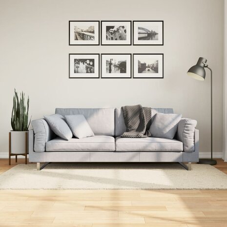 Vloerkleed PAMPLONA shaggy hoogpolig modern 80x150 cm crème 1