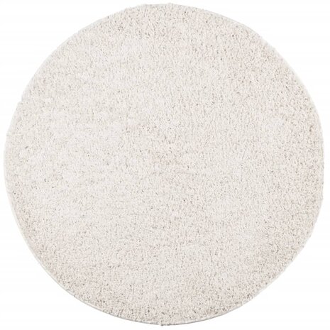 Vloerkleed PAMPLONA shaggy hoogpolig modern Ø 80 cm crèmekleur 2