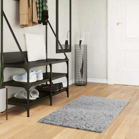 Vloerkleed PAMPLONA shaggy hoogpolig modern 60x110 cm grijs 1