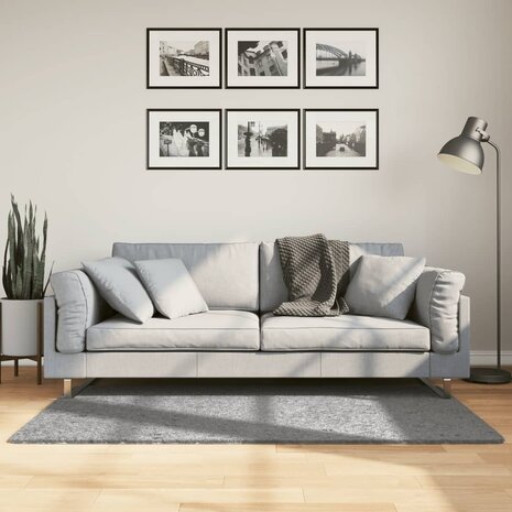 Vloerkleed PAMPLONA shaggy hoogpolig modern 80x150 cm grijs 1