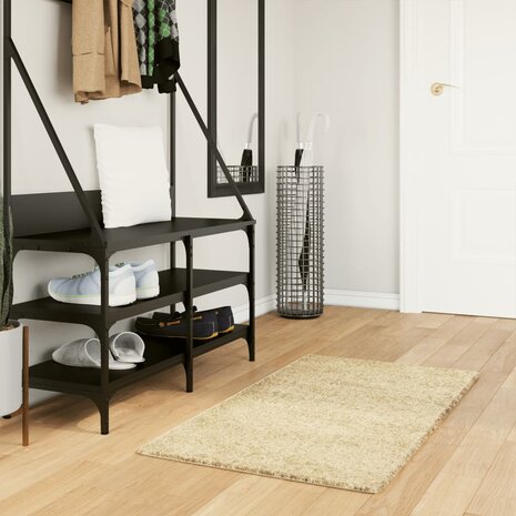 Vloerkleed PAMPLONA shaggy hoogpolig modern 60x110 cm goudkleur 1