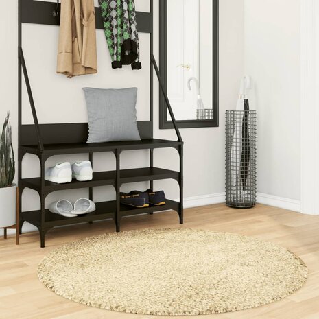 Vloerkleed PAMPLONA shaggy hoogpolig modern Ø 120 cm goudkleur 1