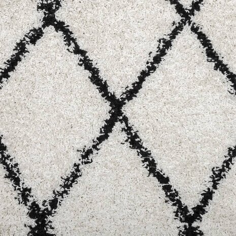 Vloerkleed PAMPLONA shaggy hoogpolig 80x150 cm crème en zwart 9