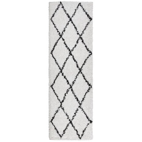 Vloerkleed shaggy hoogpolig modern 80x250 cm crème en zwart 2