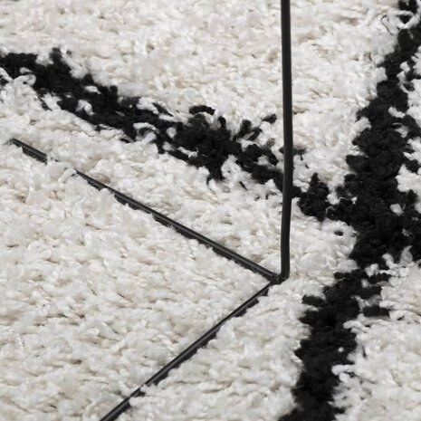 Vloerkleed shaggy hoogpolig modern Ø 100 cm crèmekleur en zwart 8
