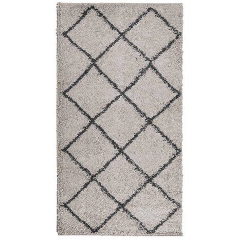 Vloerkleed shaggy hoogpolig modern 60x110 cm beige en antraciet 2