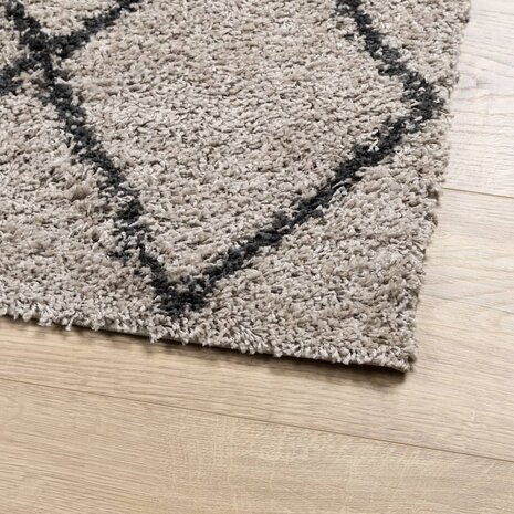 Vloerkleed shaggy hoogpolig modern 60x110 cm beige en antraciet 4