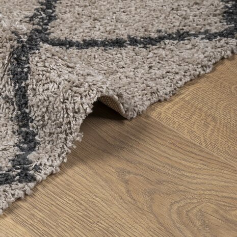 Vloerkleed shaggy hoogpolig modern 60x110 cm beige en antraciet 6