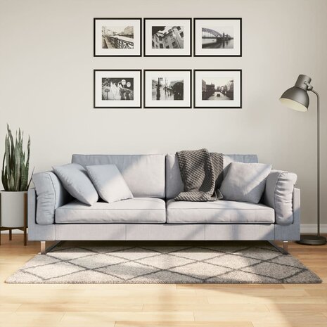 Vloerkleed PAMPLONA shaggy hoogpolig 80x150 cm beige antraciet 1