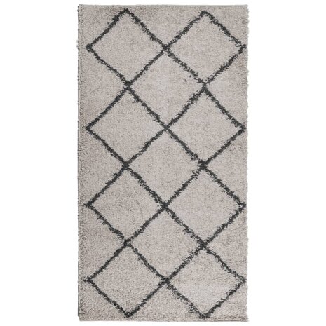 Vloerkleed PAMPLONA shaggy hoogpolig 80x150 cm beige antraciet 2