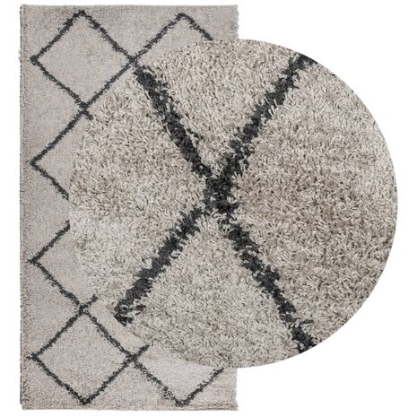 Vloerkleed PAMPLONA shaggy hoogpolig 80x150 cm beige antraciet 3