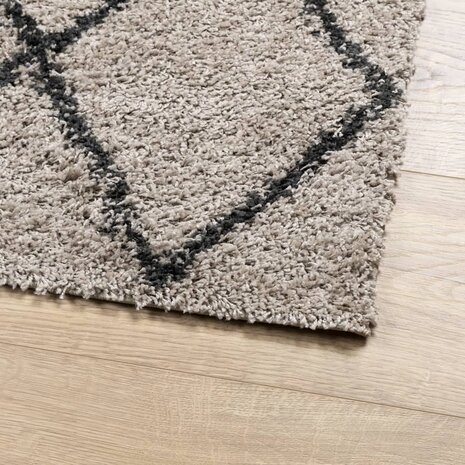 Vloerkleed PAMPLONA shaggy hoogpolig 80x150 cm beige antraciet 4