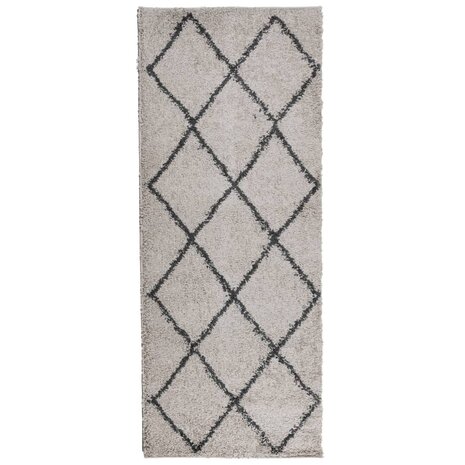 Vloerkleed PAMPLONA shaggy hoogpolig 80x200 cm beige antraciet 2