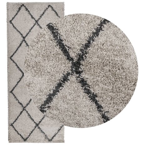 Vloerkleed PAMPLONA shaggy hoogpolig 80x200 cm beige antraciet 3