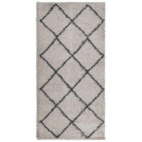 Vloerkleed PAMPLONA shaggy hoogpolig 100x200 cm beige antraciet 2