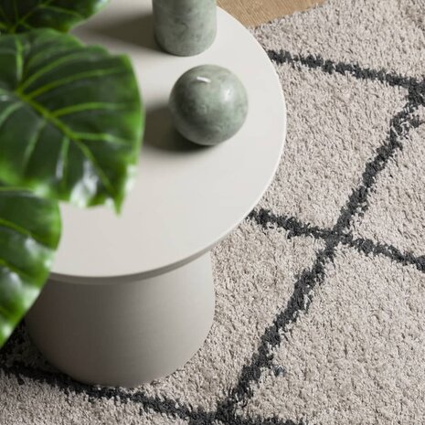 Vloerkleed PAMPLONA shaggy hoogpolig 120x120 cm beige antraciet 7