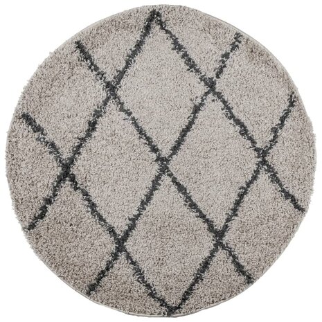 Vloerkleed PAMPLONA shaggy hoogpolig Ø 80 cm beige antraciet 2