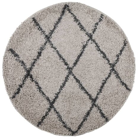 Vloerkleed PAMPLONA shaggy hoogpolig Ø 120 cm beige antraciet 2