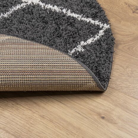 Vloerkleed shaggy hoogpolig modern Ø 80 cm zwart en crème 5