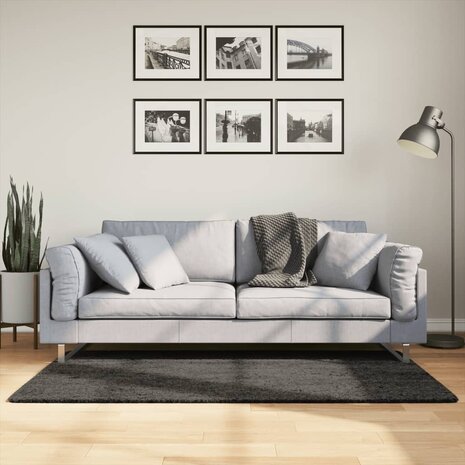 Vloerkleed ISTAN hoogpolig glanzend 80x150 cm antracietkleurig 1