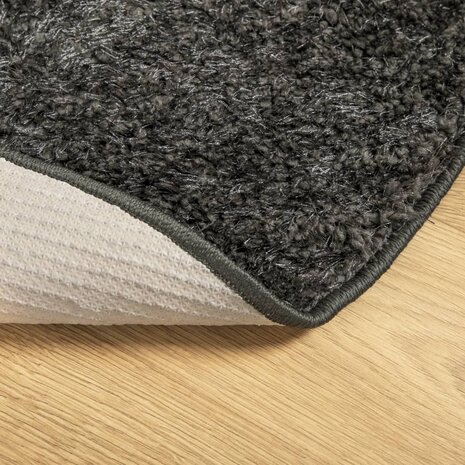 Vloerkleed ISTAN hoogpolig glanzend Ø 80 cm antracietkleurig 5