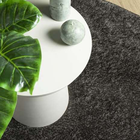 Vloerkleed ISTAN hoogpolig glanzend Ø 80 cm antracietkleurig 7