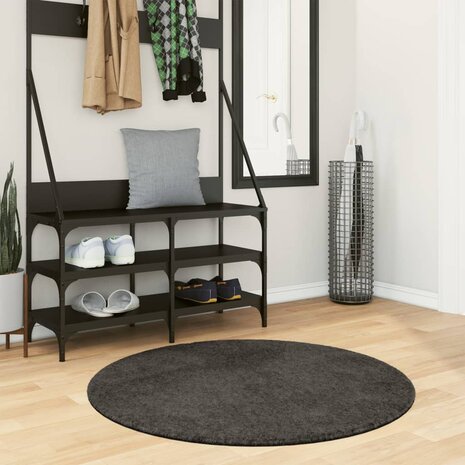 Vloerkleed ISTAN hoogpolig glanzend Ø 100 cm asntracietkleurig 1