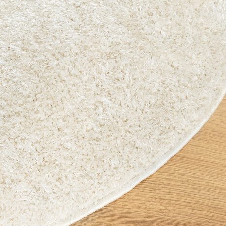 Vloerkleed ISTAN hoogpolig glanzend Ø 80 cm crèmekleurig 4