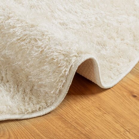 Vloerkleed ISTAN hoogpolig glanzend Ø 80 cm crèmekleurig 6
