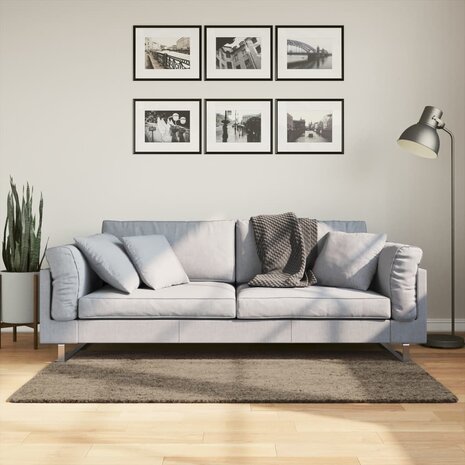 Vloerkleed ISTAN hoogpolig glanzend 80x150 cm grijs 1