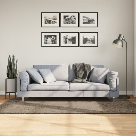 Vloerkleed ISTAN hoogpolig glanzend 100x200 cm grijs 1