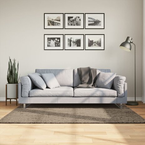Vloerkleed ISTAN hoogpolig glanzend 120x170 cm grijs 1