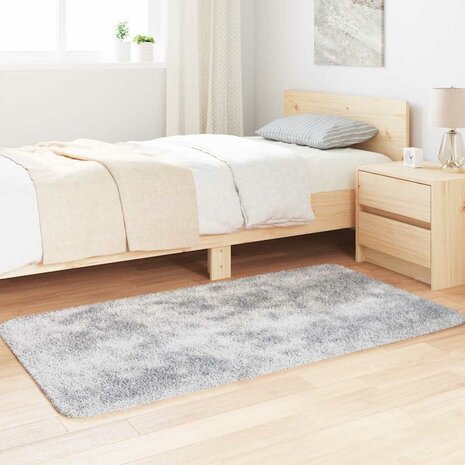 Hoogpolig vloerkleed NAVARRA 80x150 cm polyester lichtgrijs 3