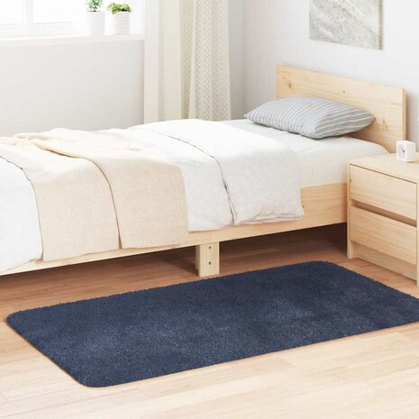 Hoogpolig vloerkleed NAVARRA 80x150 cm polyester marineblauw 1