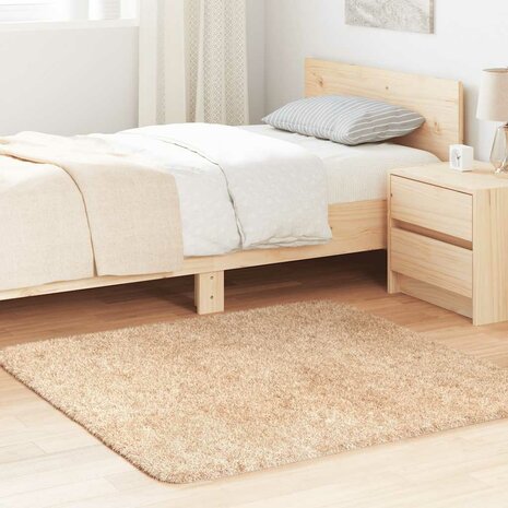 Hoogpolig vloerkleed NAVARRA 120x120 cm polyester beige 1