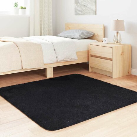 Hoogpolig vloerkleed NAVARRA 120x120 cm polyester zwart 3