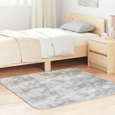 Hoogpolig vloerkleed NAVARRA 120x120 cm polyester lichtgrijs 1