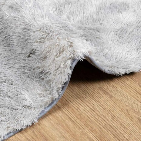 Hoogpolig vloerkleed NAVARRA 120x120 cm polyester lichtgrijs 5
