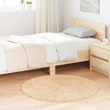 Hoogpolig vloerkleed NAVARRA 100x100 cm polyester beige 1